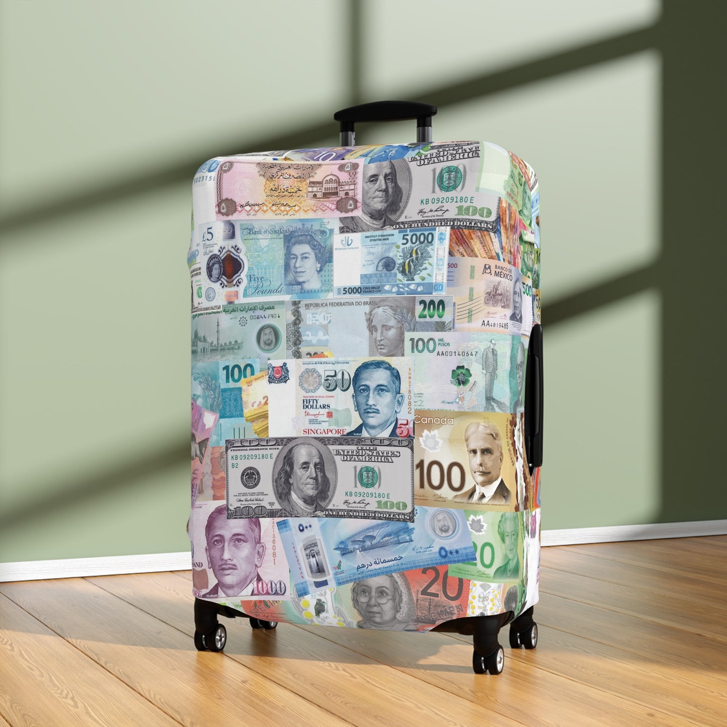 Global Currency Luggage Cover