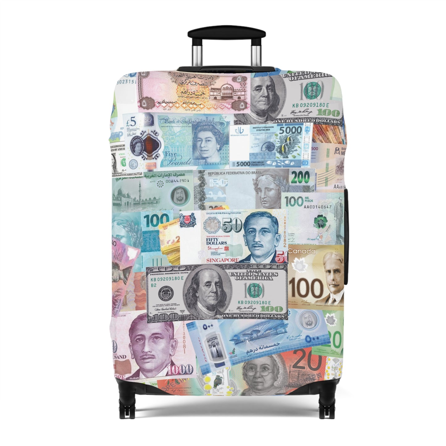 Global Currency Luggage Cover