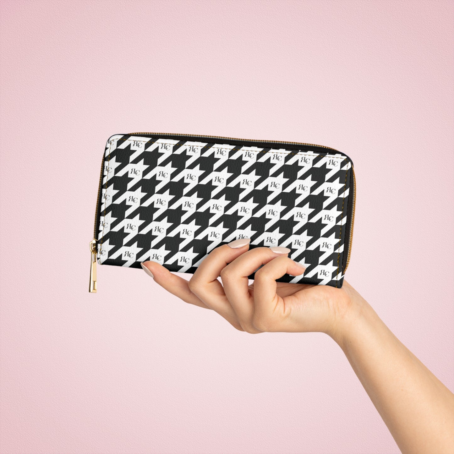 RLC Logo Houndstooth Print Zipper Wallet