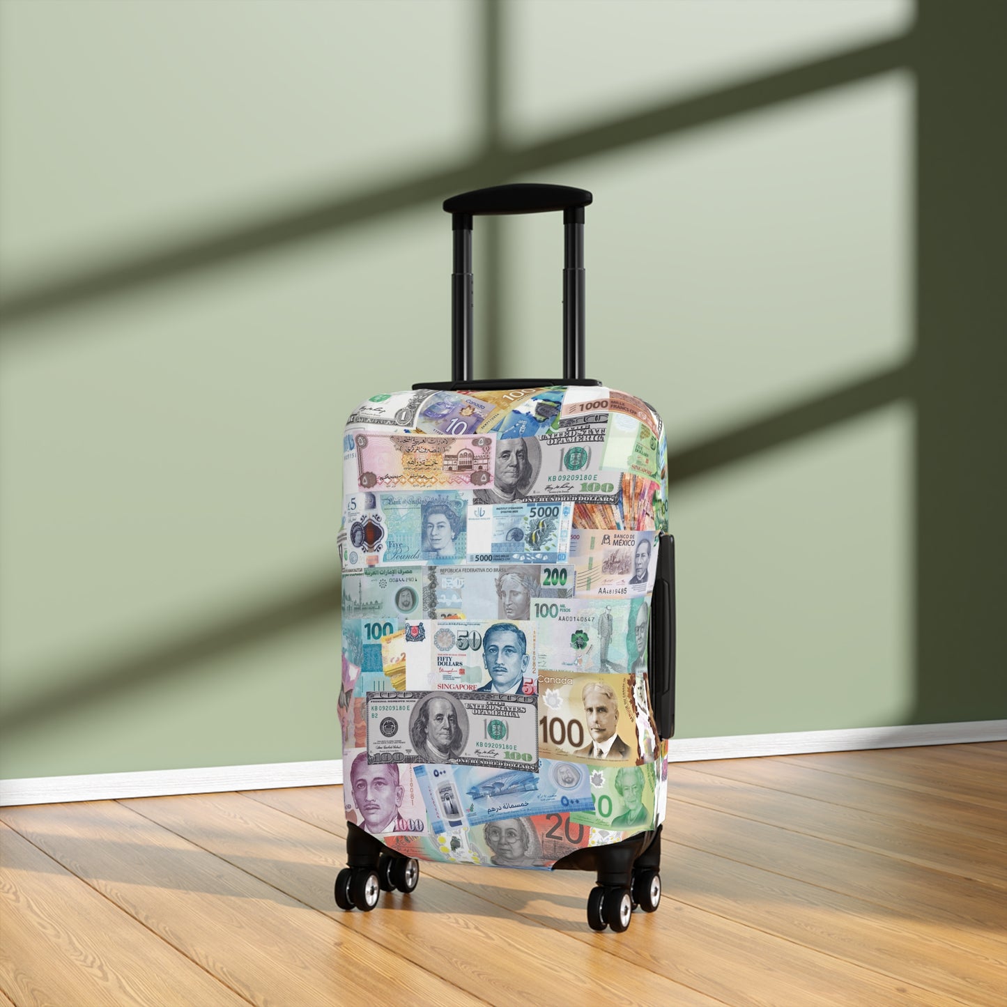 Global Currency Luggage Cover