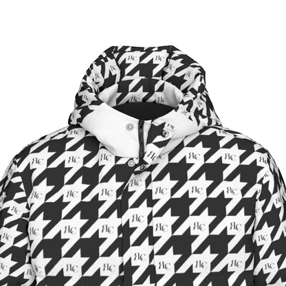 RLC Logo Houndstooth Print Windproof Puff Jacket