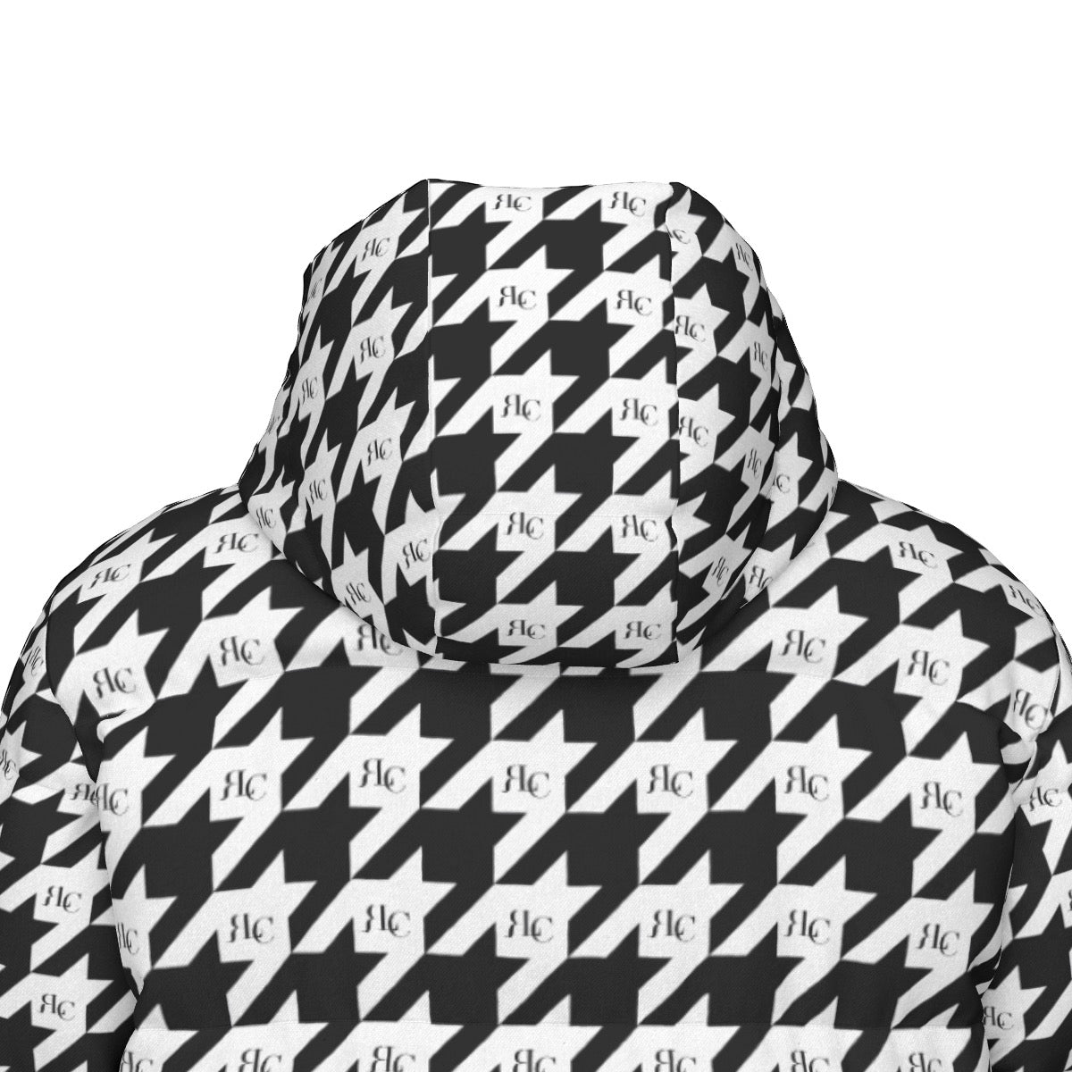 RLC Logo Houndstooth Print Windproof Puff Jacket