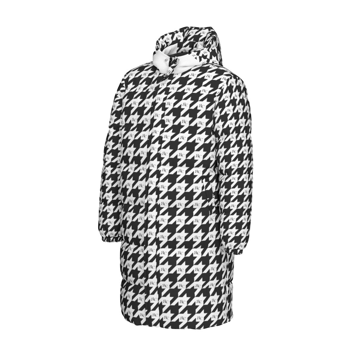 RLC Logo Houndstooth Print Windproof Puff Jacket