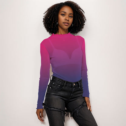 Vibrant Ombre Mesh Long Sleeve Tee - Respectez Le Code