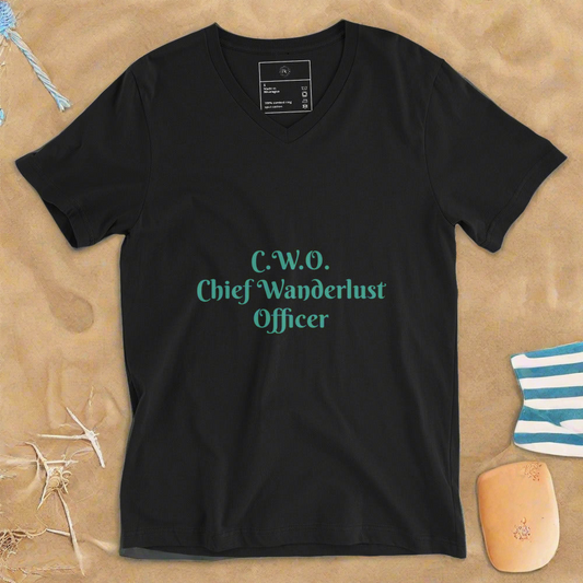 CWO: Chief Wanderlust Officer V-Neck Tee - Respectez Le Code