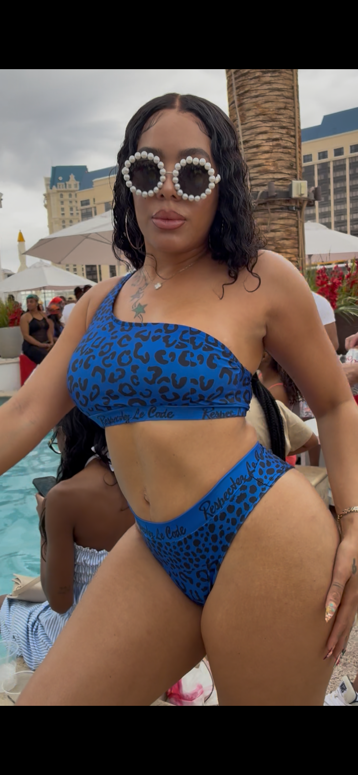 Wild Feline Dual Print One-Shoulder Bikini