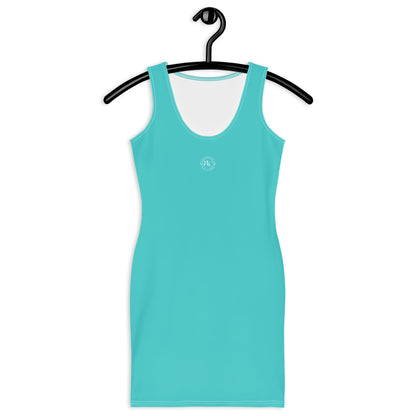 Glamorous Turquoise Bodycon Dress with White RLC Logo - Respectez Le Code