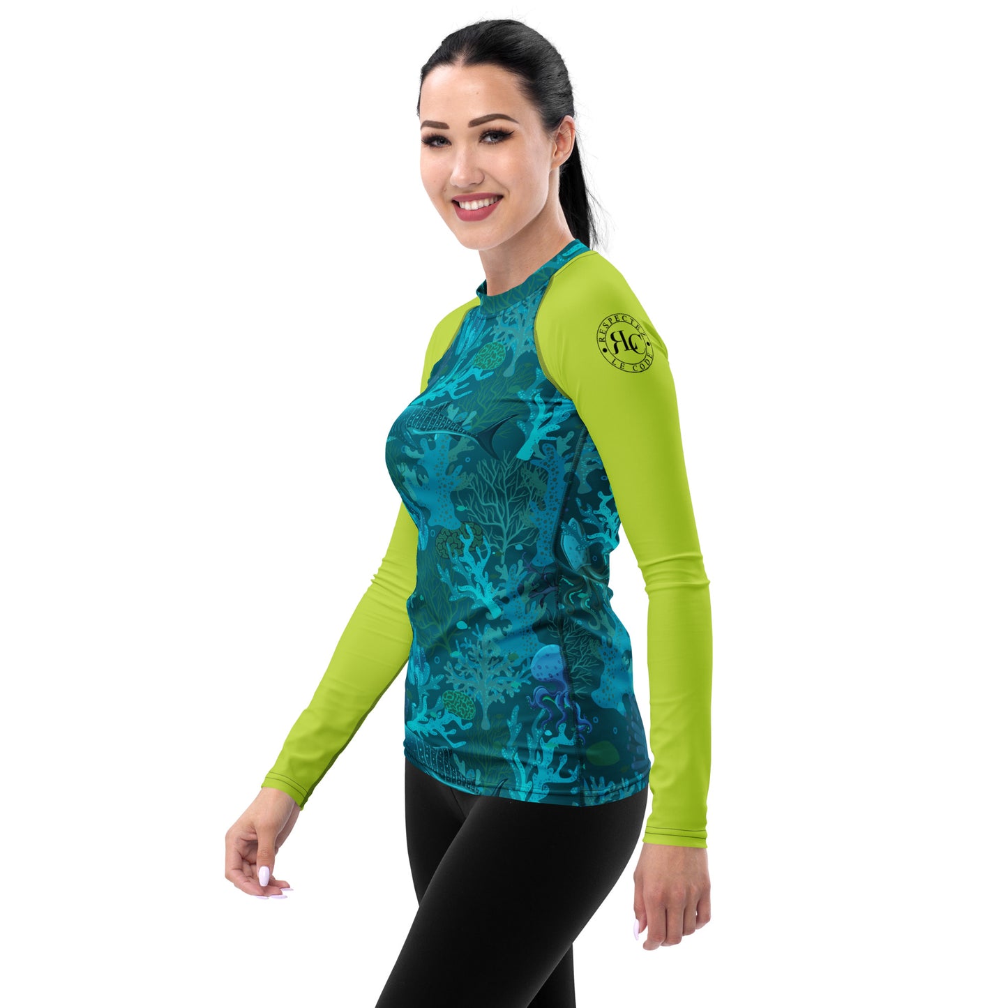 Aquatic Adventure Women's Rash Guard - Respectez Le Code