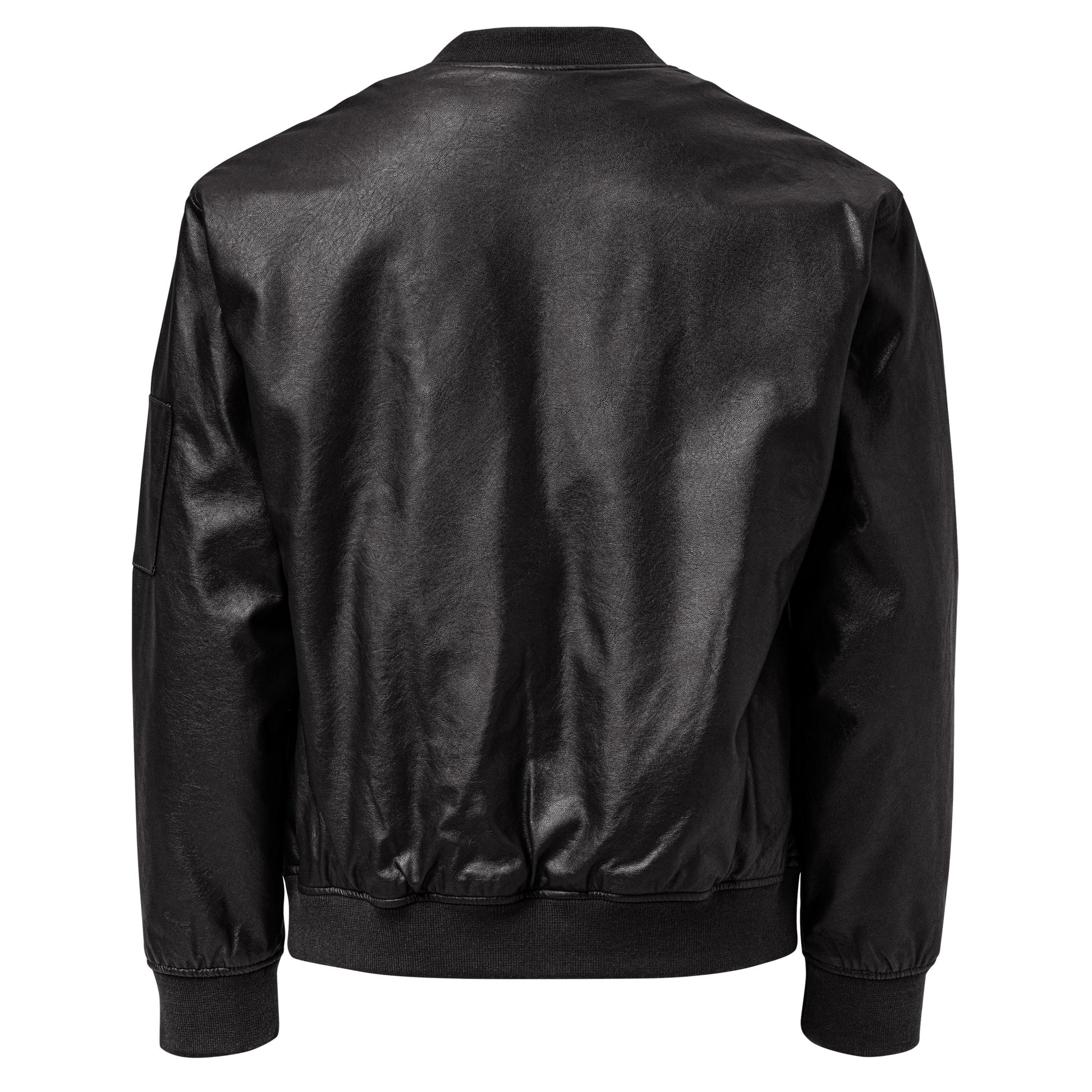 Classic Leather Bomber Jacket with RLC Logo Embroidery - Respectez Le Code