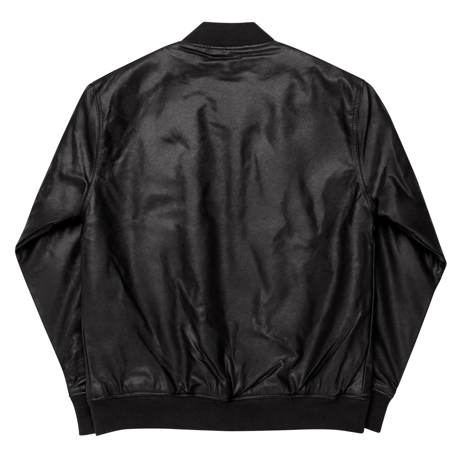 Classic Leather Bomber Jacket with RLC Logo Embroidery - Respectez Le Code