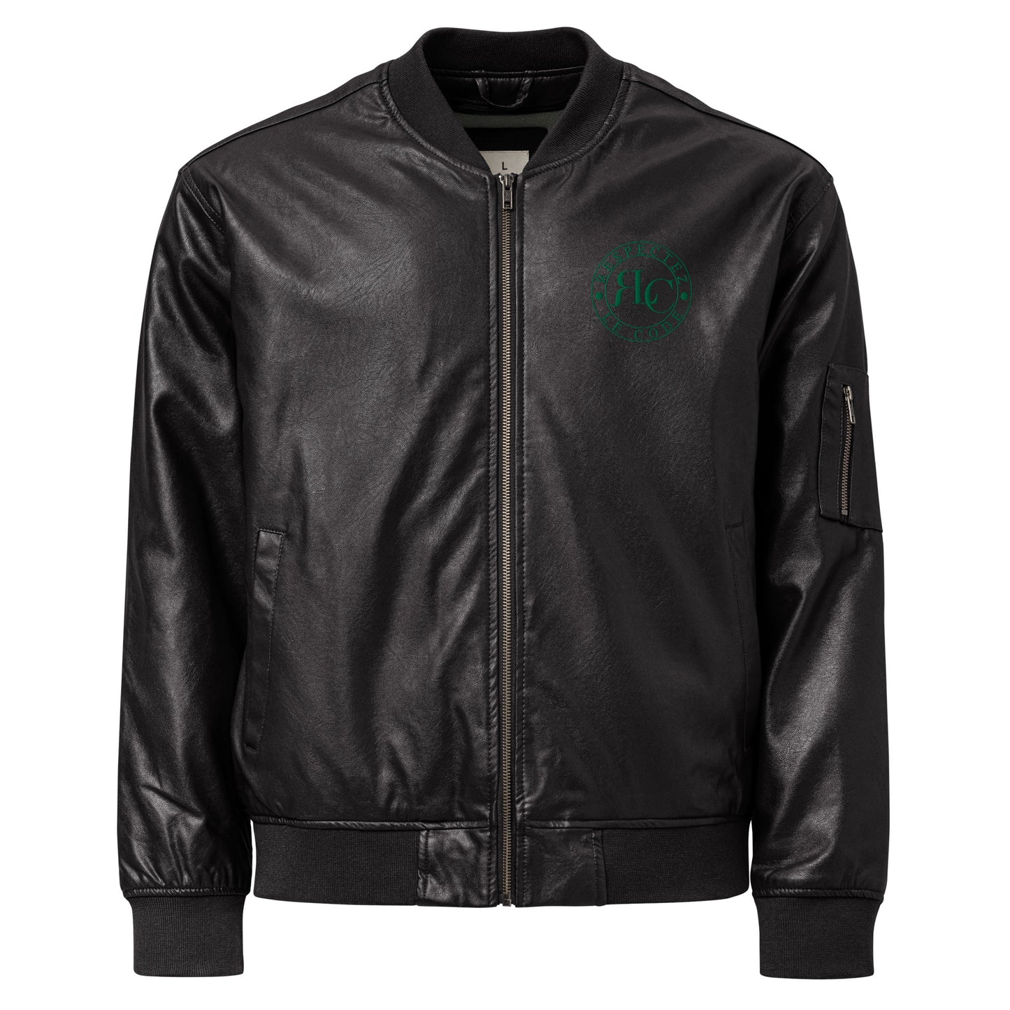 Classic Leather Bomber Jacket with RLC Logo Embroidery - Respectez Le Code