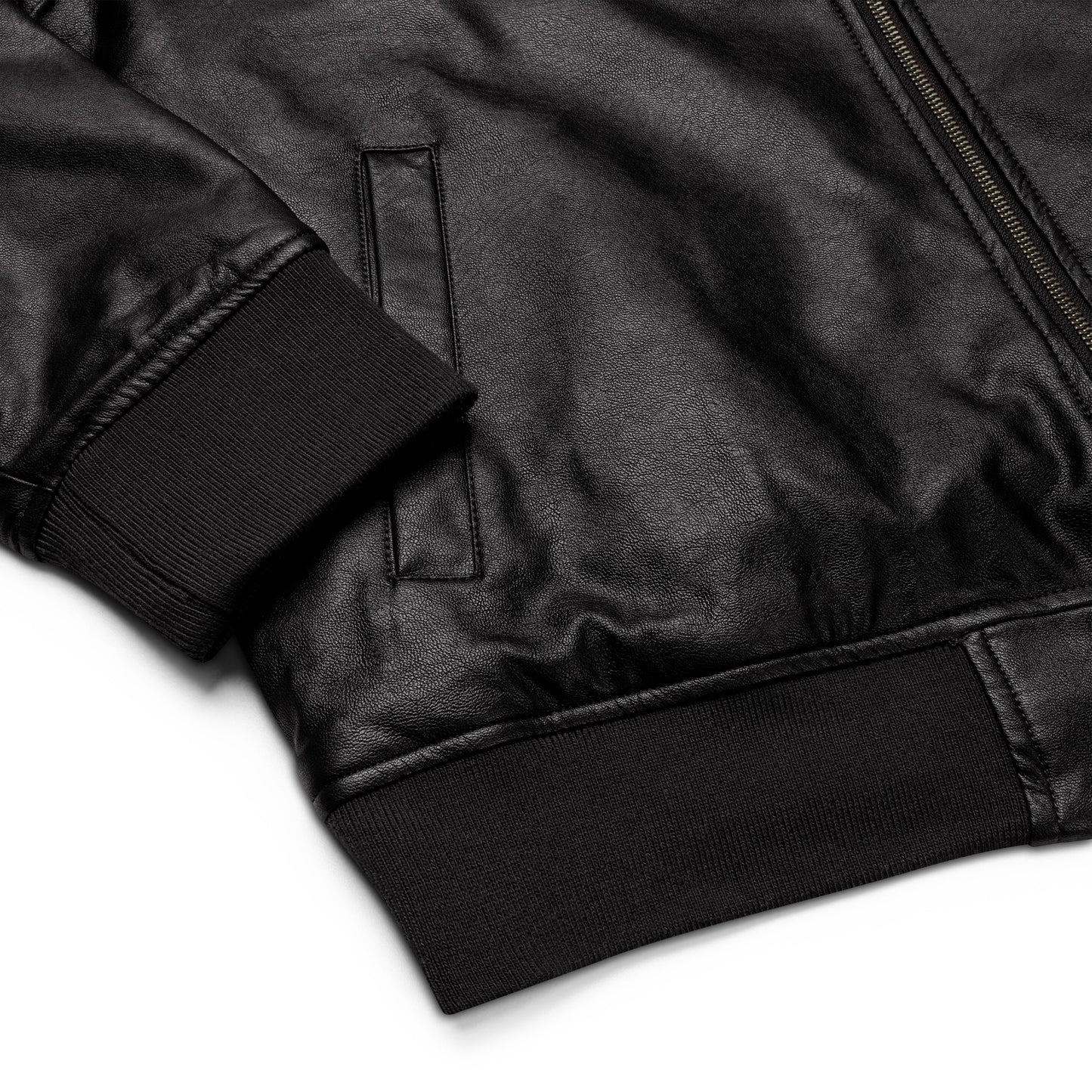 Classic Leather Bomber Jacket with RLC Logo Embroidery - Respectez Le Code