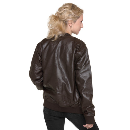 Classic Leather Bomber Jacket with RLC Logo Embroidery - Respectez Le Code