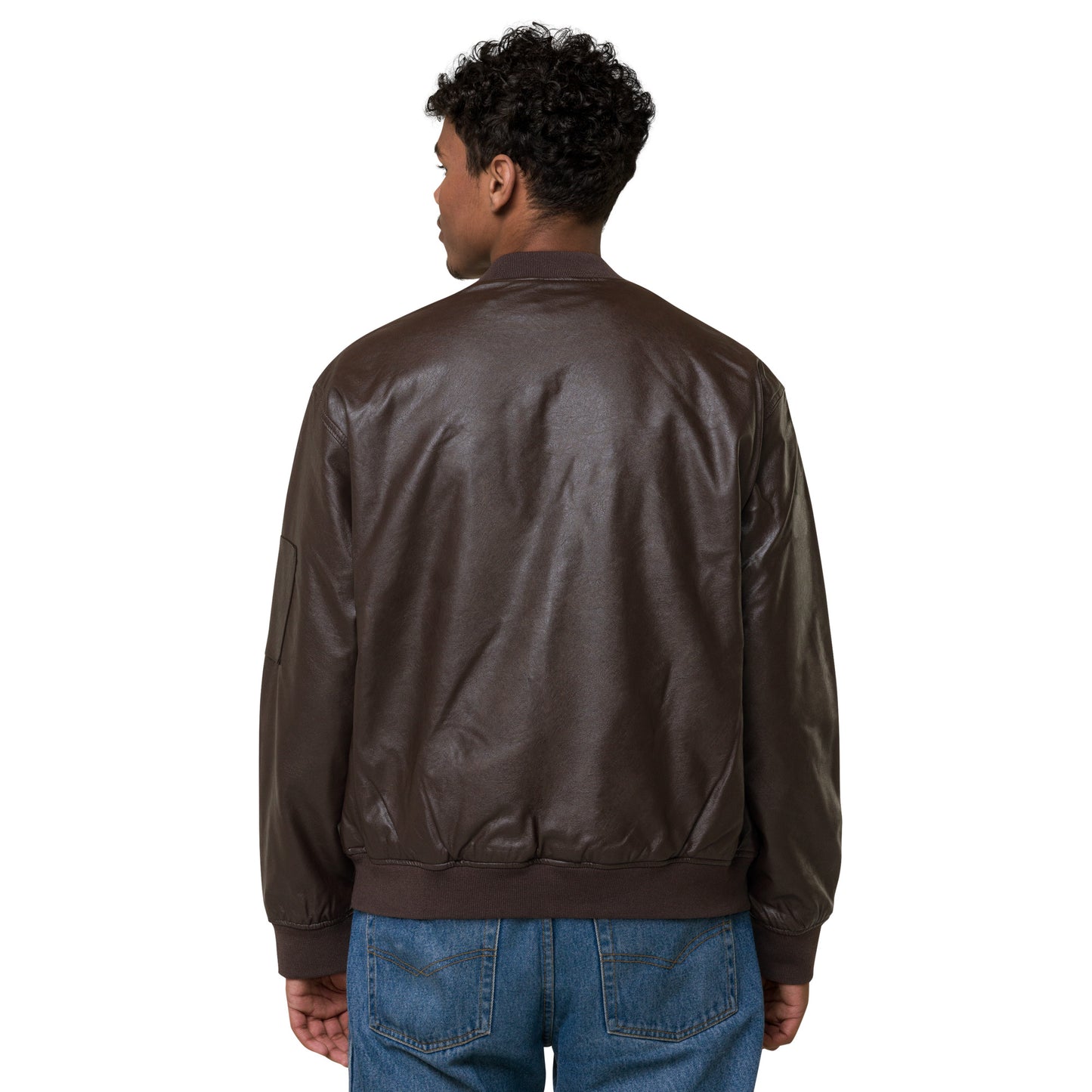 Classic Leather Bomber Jacket with RLC Logo Embroidery - Respectez Le Code