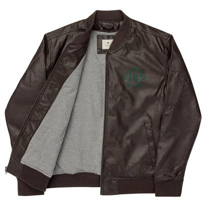 Classic Leather Bomber Jacket with RLC Logo Embroidery - Respectez Le Code