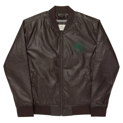 Classic Leather Bomber Jacket with RLC Logo Embroidery - Respectez Le Code