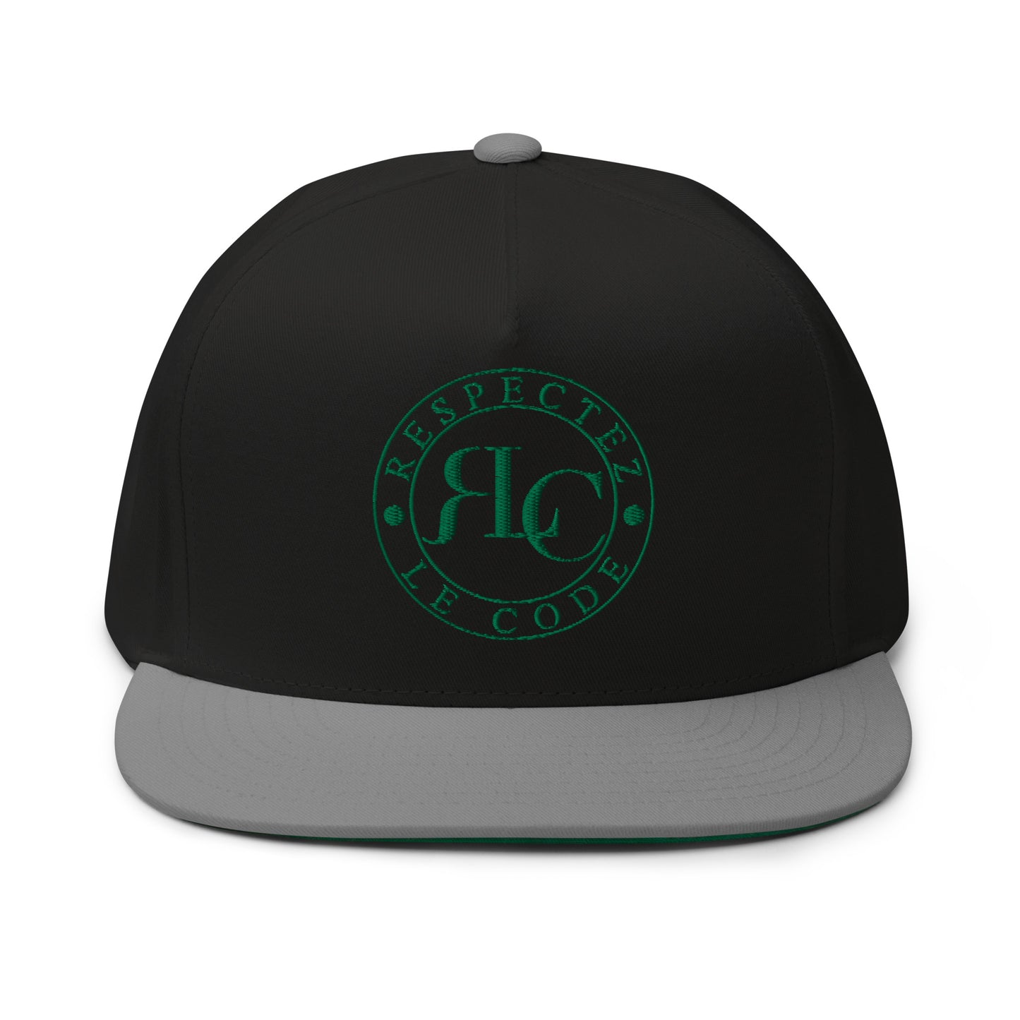 RLC Logo Money Green Embroidered Flat Bill Baseball Cap - Respectez Le Code