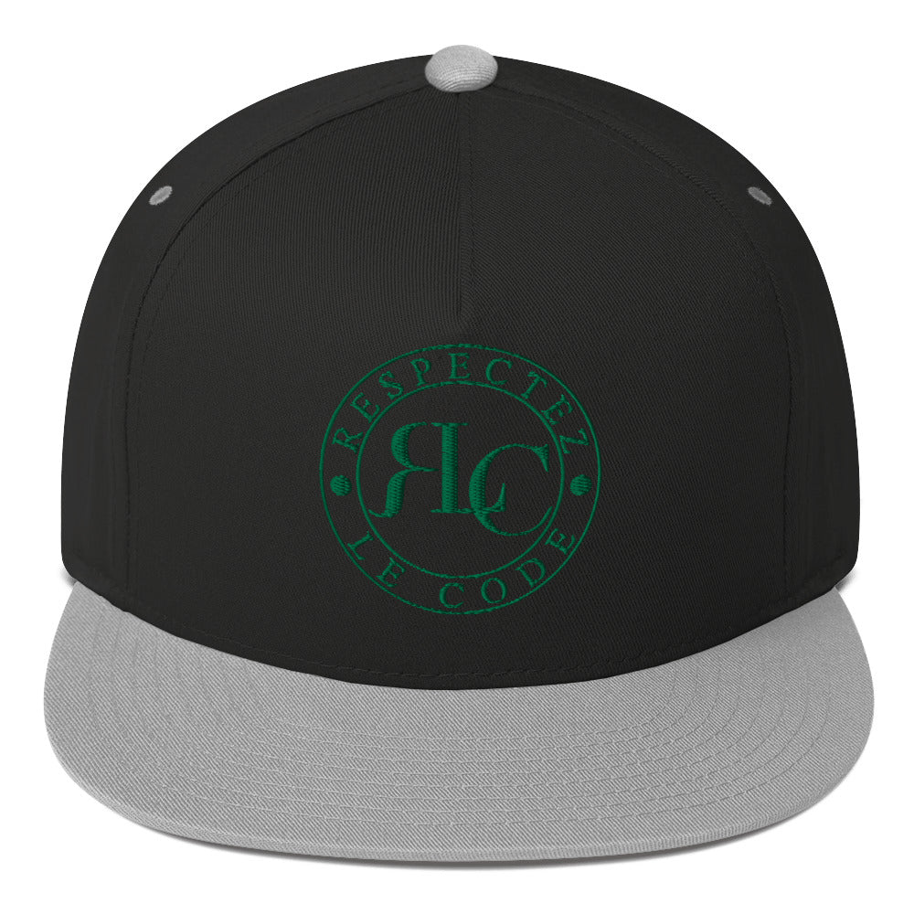 RLC Logo Money Green Embroidered Flat Bill Baseball Cap - Respectez Le Code