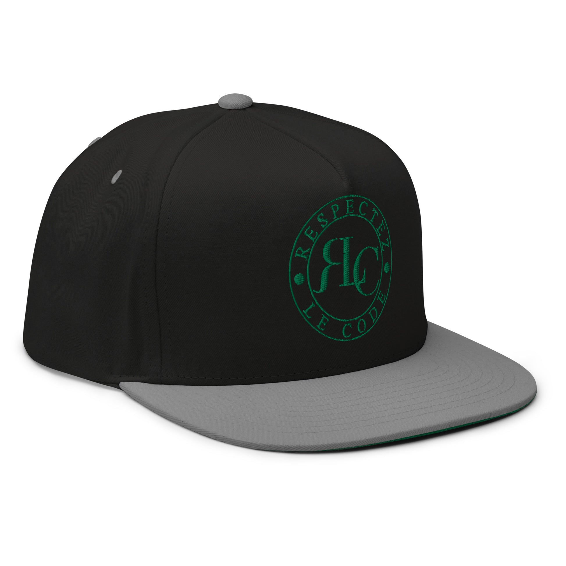 RLC Logo Money Green Embroidered Flat Bill Baseball Cap - Respectez Le Code