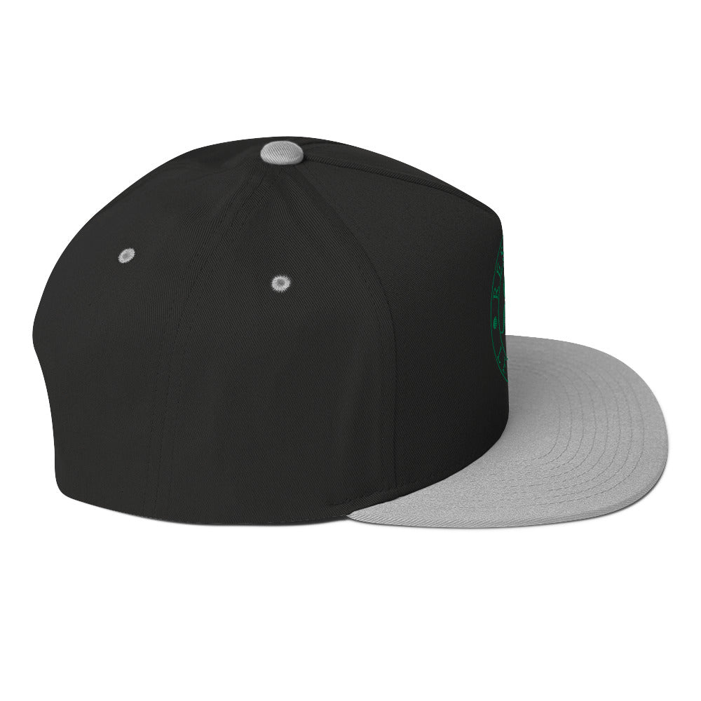 RLC Logo Money Green Embroidered Flat Bill Baseball Cap - Respectez Le Code