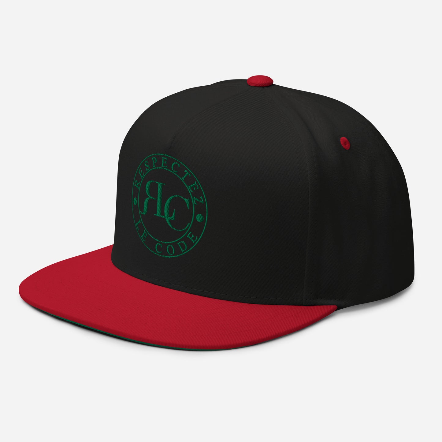 RLC Logo Money Green Embroidered Flat Bill Baseball Cap - Respectez Le Code