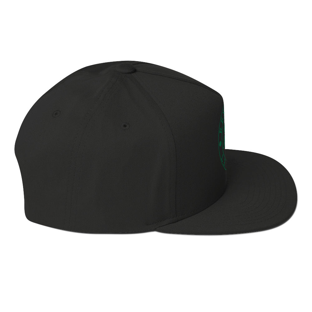 RLC Logo Money Green Embroidered Flat Bill Baseball Cap - Respectez Le Code