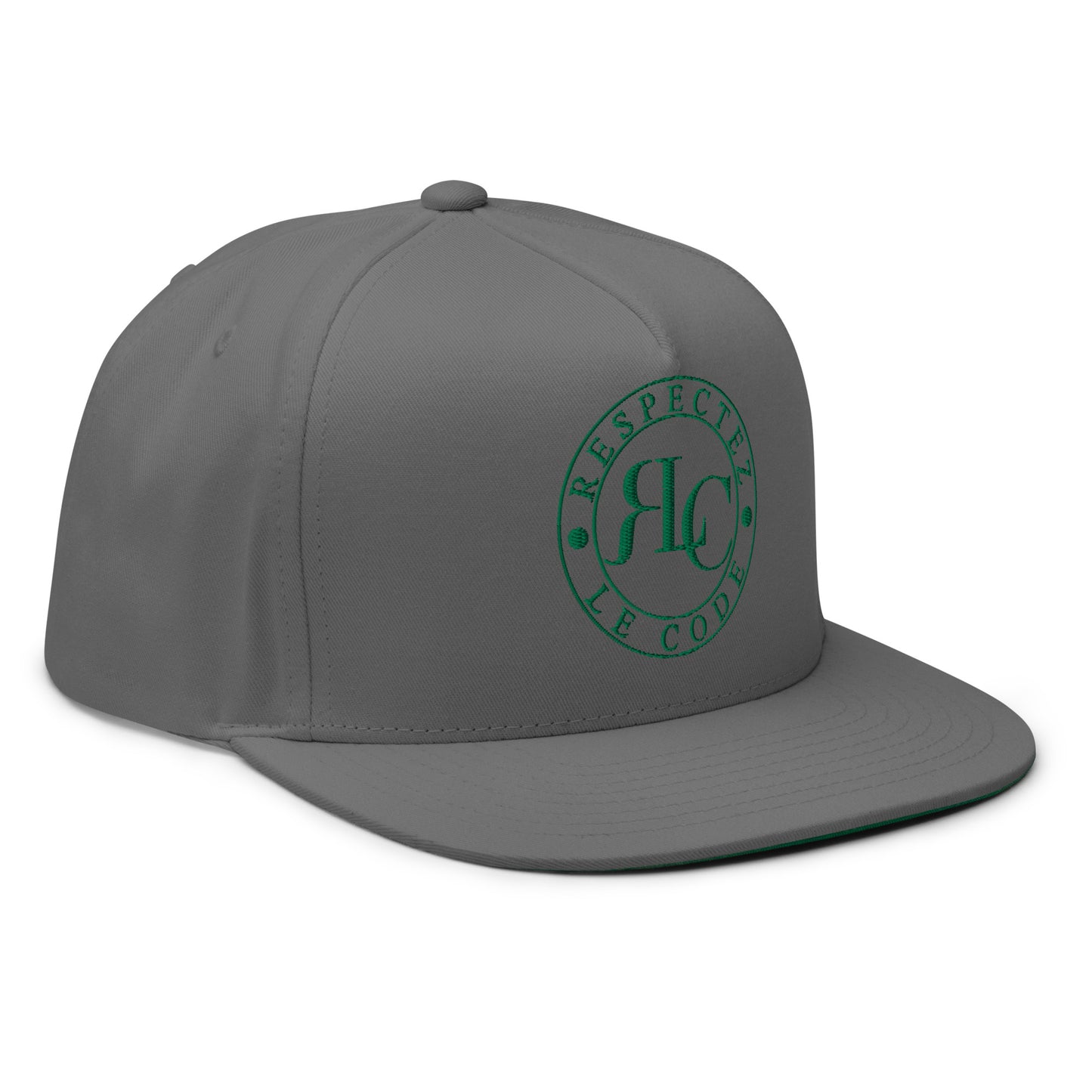 RLC Logo Money Green Embroidered Flat Bill Baseball Cap - Respectez Le Code