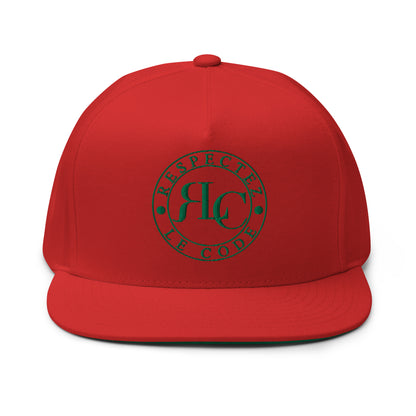 RLC Logo Money Green Embroidered Flat Bill Baseball Cap - Respectez Le Code