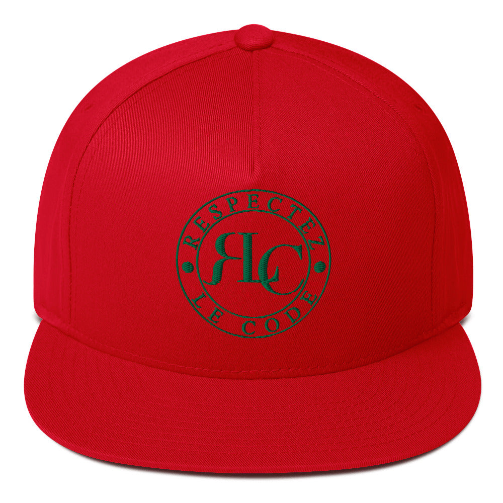 RLC Logo Money Green Embroidered Flat Bill Baseball Cap - Respectez Le Code