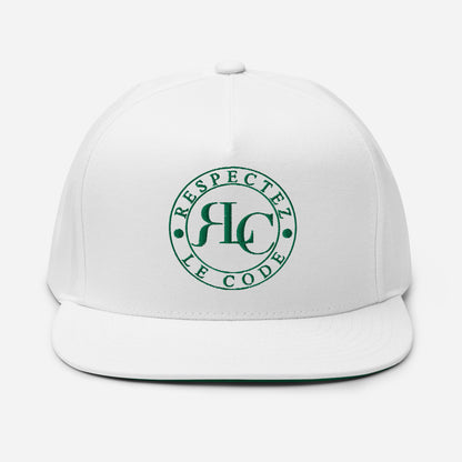 RLC Logo Money Green Embroidered Flat Bill Baseball Cap - Respectez Le Code