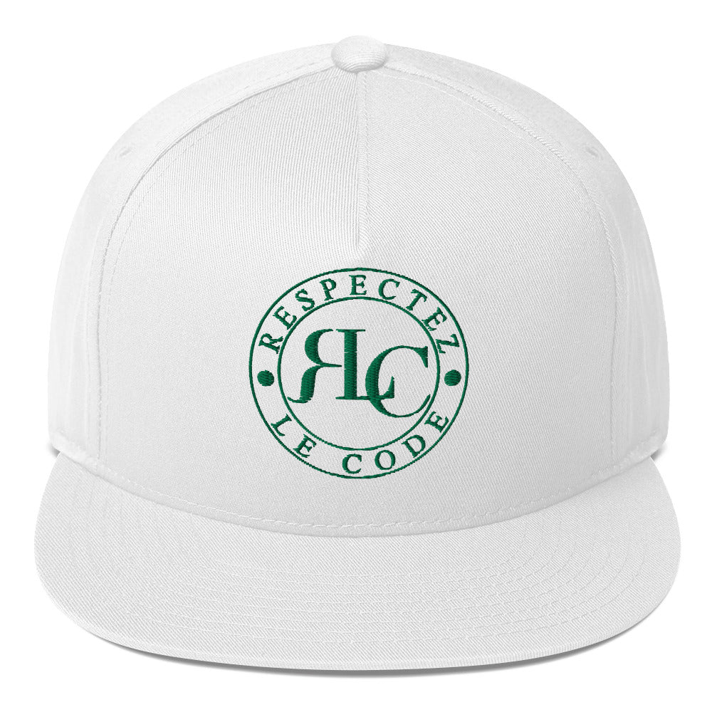 RLC Logo Money Green Embroidered Flat Bill Baseball Cap - Respectez Le Code