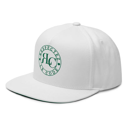 RLC Logo Money Green Embroidered Flat Bill Baseball Cap - Respectez Le Code