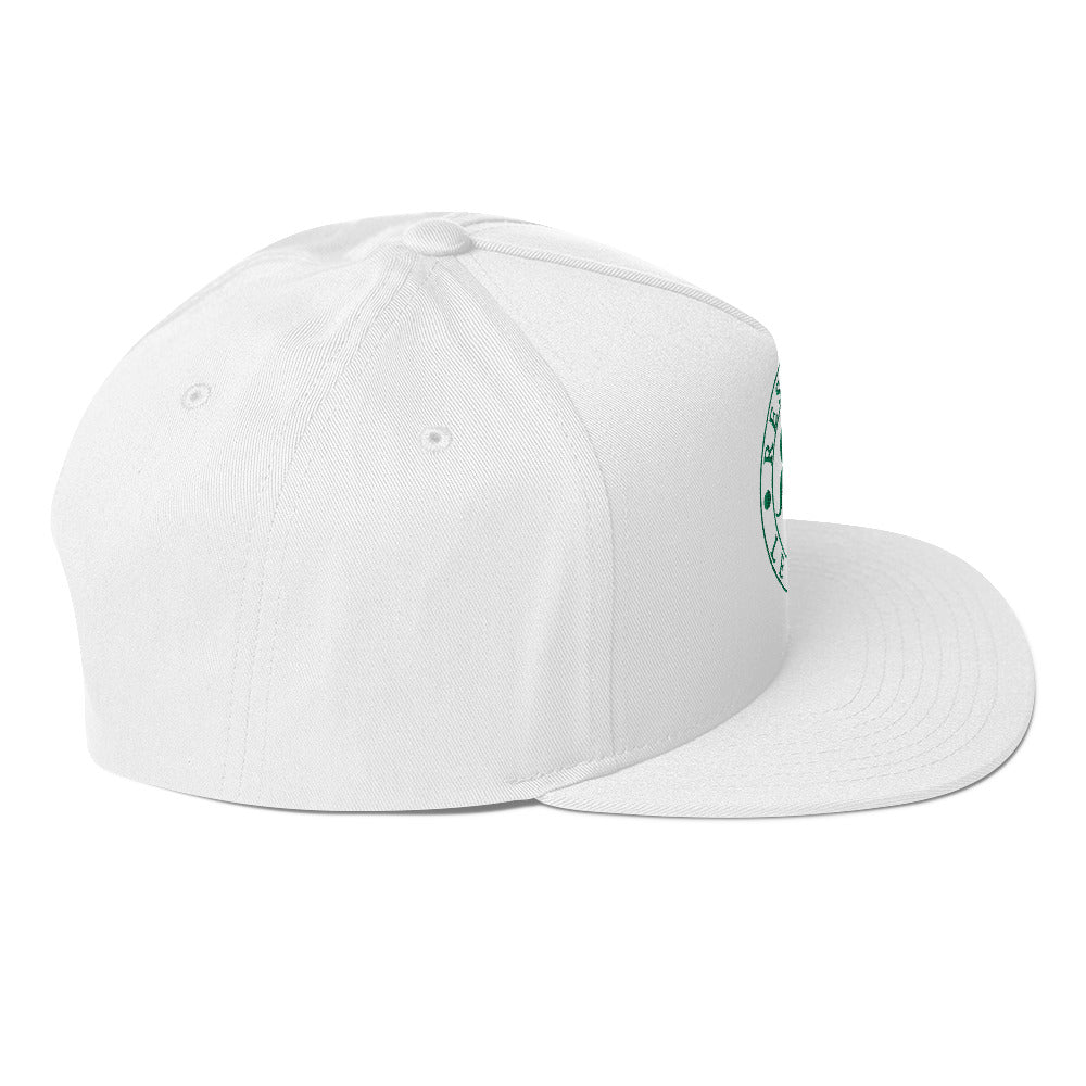 RLC Logo Money Green Embroidered Flat Bill Baseball Cap - Respectez Le Code