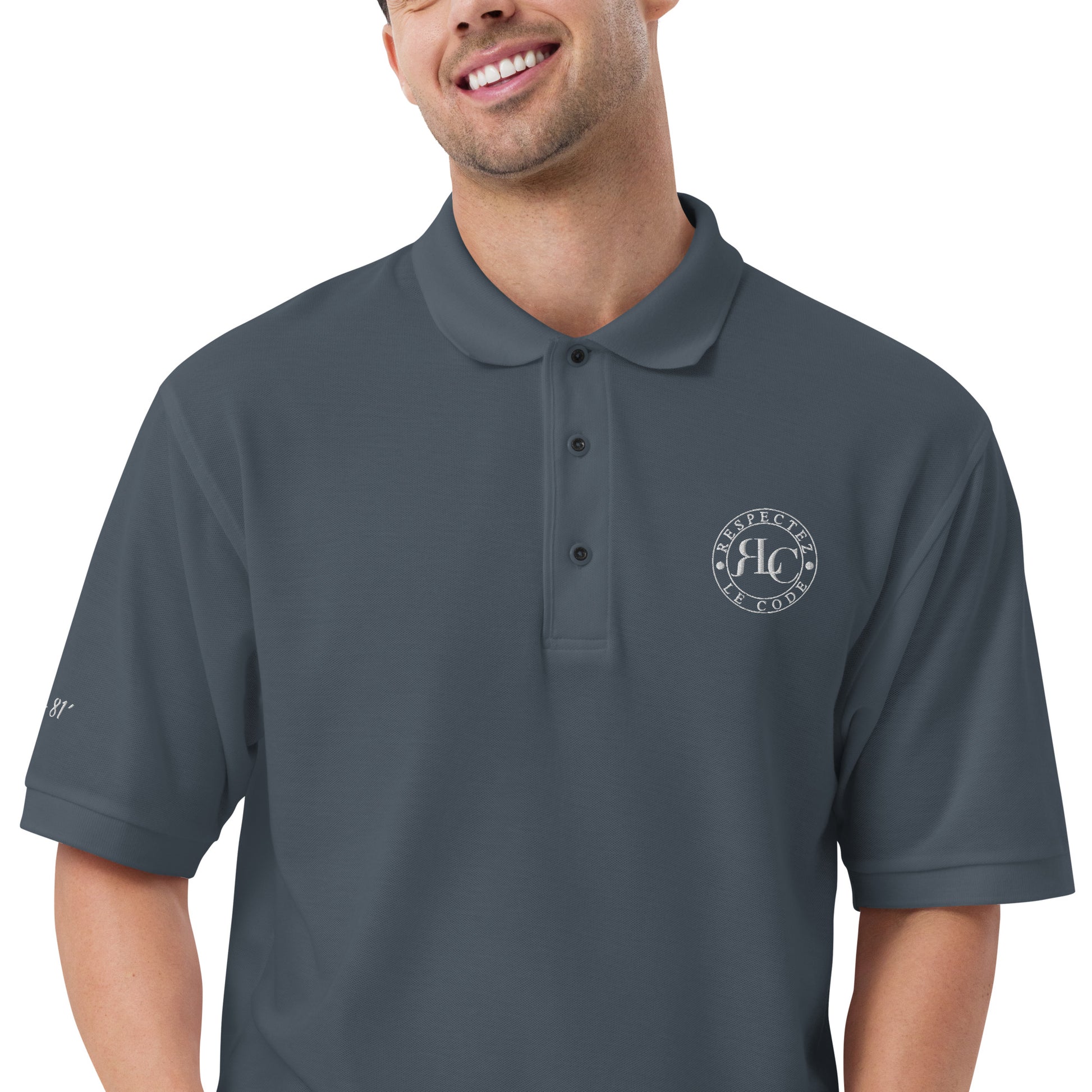 Classic Men's Premium Knit Fabric Polo Shirt with RLC Logo Embroidery - Respectez Le Code