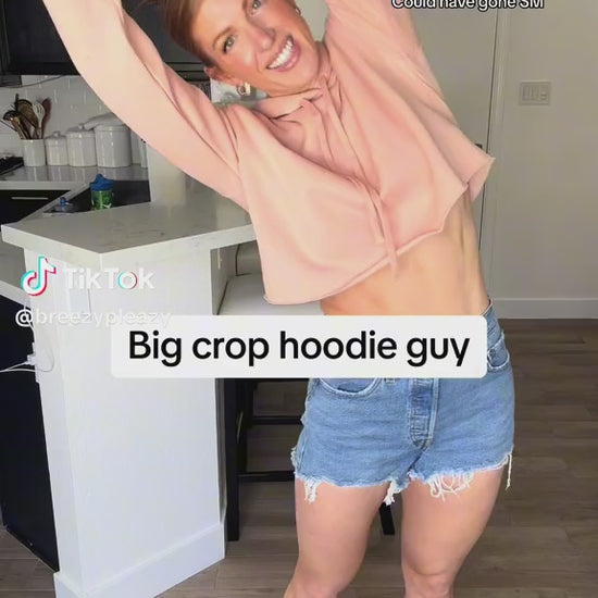 Customer TikTok review of RLC Logo Crop Hoodie with Black Embroidery