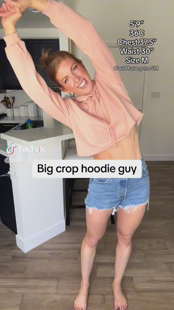 Customer TikTok review of RLC Logo Crop Hoodie with Black Embroidery