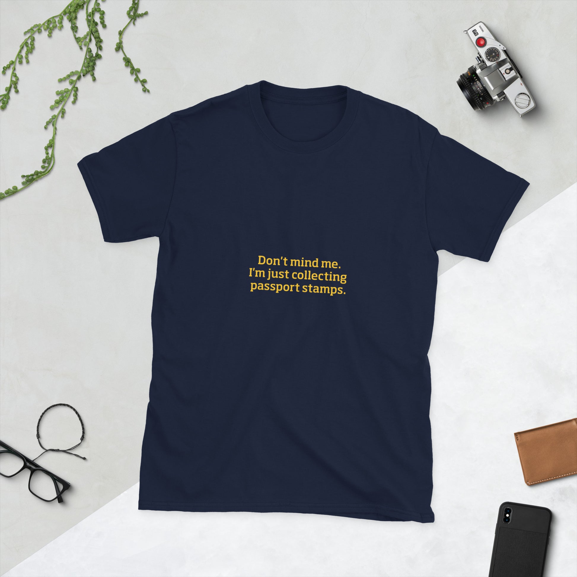 Passport Stamps Collector Short-Sleeve Unisex T-Shirt - Respectez Le Code