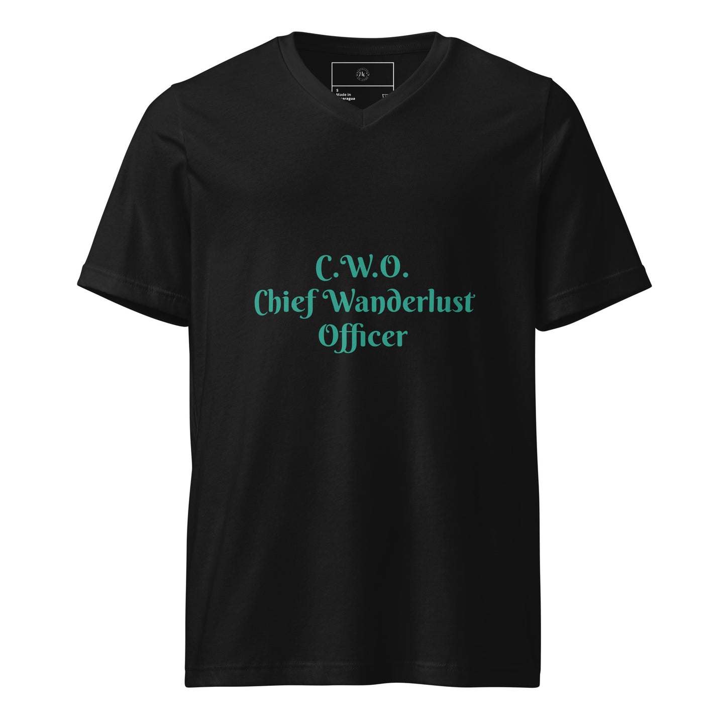 CWO Chief Wanderlust Officer Unisex Short Sleeve V-Neck T-Shirt