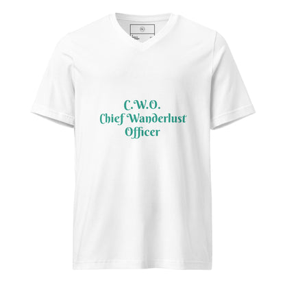 CWO Chief Wanderlust Officer Unisex Short Sleeve V-Neck T-Shirt