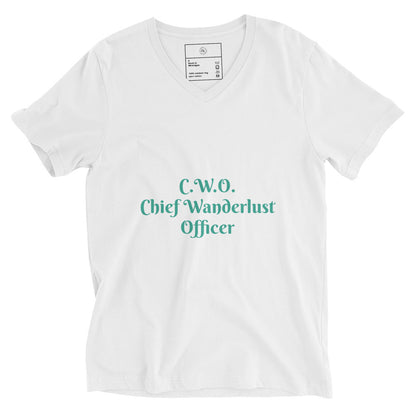 CWO Chief Wanderlust Officer Unisex Short Sleeve V-Neck T-Shirt