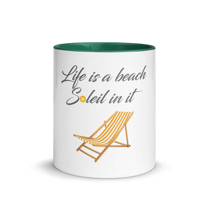 Life's a Beach Soleil (So Lay) In It Mug with Color Inside - Respectez Le Code