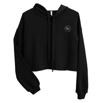 RLC Logo Crop Hoodie - White Embroidery - Respectez Le Code